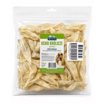 Friandises pour chien PTI PETITTO oreilles de lapin, sans poils, 500 g