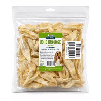 Friandise à mâcher pour chien PETITTO oreille de lapin - sans poils, 1 kg