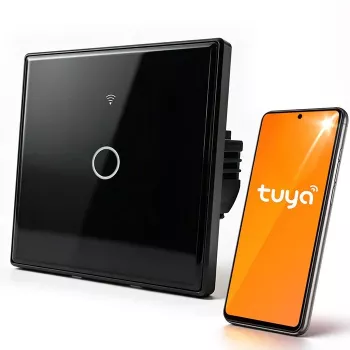 Interrupteur tactile connecté Qoltec 1 voie Wi-Fi minuterie Tuya blanc