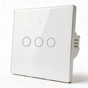 Interrupteur tactile connecté Qoltec 3 voies Wi-Fi minuterie Tuya blanc