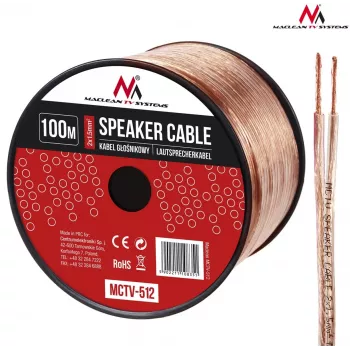 MACLEAN MCTV-512 câble d'enceinte 100 m 2x1,5 mm² transparent OFC bobine