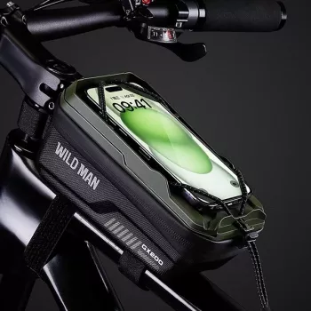 WILDMAN GX200 Sacoche de cadre de vélo avec support téléphone, vert