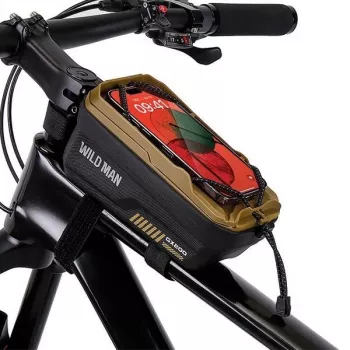 Sacoche de cadre de vélo WILDMAN GX200 avec support pour téléphone, Desert