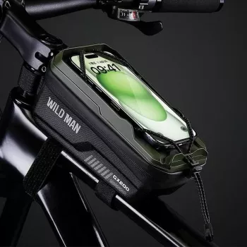 Sacoche de cadre de vélo WILDMAN GX200 avec support pour téléphone, Desert