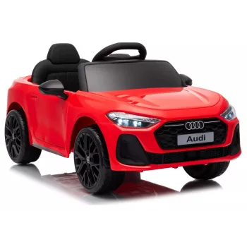 Voiture électrique pour enfants Audi A5L HL788 rouge 12 V avec télécommande parentale, roues EVA, éclairages LED, panneau musical, ceinture de sécurité, siège en similicuir, pour enfants de 3 à 6 ans