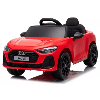 Voiture électrique pour enfants Audi A5L HL788 rouge 12 V avec télécommande parentale, roues EVA, éclairages LED, panneau musical, ceinture de sécurité, siège en similicuir, pour enfants de 3 à 6 ans