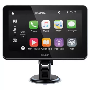Récepteur multimédia 2-DIN SENCOR SCT M760BWT 7 pouces CarPlay Android Auto sans fil avec entrée caméra de recul