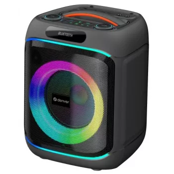DENVER BPS-170 Enceinte de soirée Bluetooth 400W avec lumières RGB, TWS, karaoké, radio FM, entrées USB/SD/AUX/micro