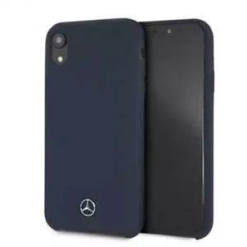 Coque en silicone liquide Mercedes-Benz pour Apple iPhone XR Bleu marine