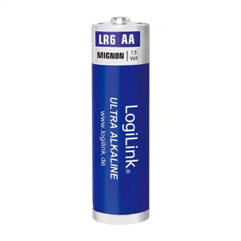 LogiLink Ultra Power Piles alcalines AA, pack de 8 sous film rétractable, 1,5 V LR6, durée de conservation 10 ans