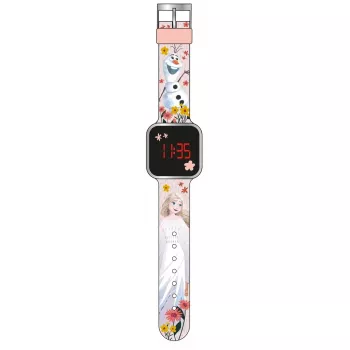 Montre numérique PULIO LED Diakakis - montre enfant Frozen avec affichage LED rouge, bracelet en silicone bleu/violet, thème officiel Disney Frozen