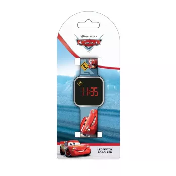 Montre numérique enfant PULIO avec affichage LED - motif Disney Pixar Cars, rouge/noir