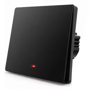 Qoltec 52722 Interrupteur d'éclairage Wi-Fi intelligent, 1 canal, panneau tactile, minuterie, Tuya/Smart Life, noir