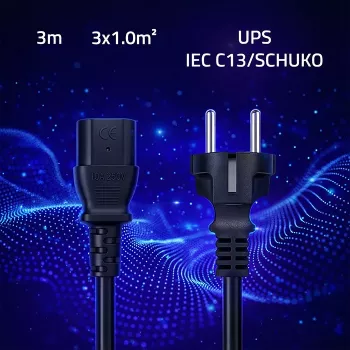 Câble d'alimentation QOLTEC 54627 Schuko vers IEC C13 3 m 3x1mm² noir