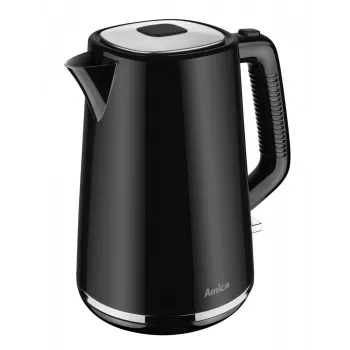 Bouilloire AMICA 1,7 L KF304 - bouilloire électrique sans fil 2200 W en acier inoxydable, argent/noir
