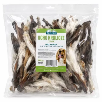 Friandises pour chien PETITTO oreilles de lapin avec poils, 500 g