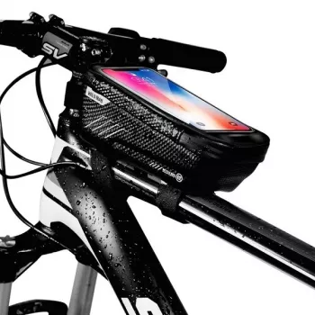 Étui porte-téléphone vélo WILDMAN Bike Holder Case M E2 1L noir - sacoche de guidon pour smartphone, résistante aux éclaboussures, compatible écran tactile, rangement 1 L