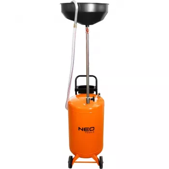 NEO TOOLS 10-810 Bac de récupération d'huile mobile, gravité, réservoir 70 L, vidange pneumatique, bac de récupération 420 mm, hauteur réglable 1000-1600 mm