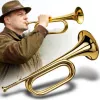 V-TONE VHT 1 Bb Trompette de signal fanfare – laiton avec vernis incolore, sans pistons, pavillon 120 mm, embouchure incluse