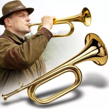 V-TONE VHT 1 Bb Trompette de signal fanfare – laiton avec vernis incolore, sans pistons, pavillon 120 mm, embouchure incluse