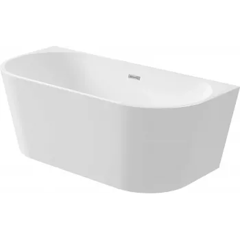 Baignoire en acrylique DEANTE KDS_015W murale ou autoportante 150 cm, ovale, blanche, capacité 220 l, trop-plein intégré, vidage click-clack inclus