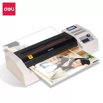 DELI E3895-EU plastifieuse de bureau A3 | laminage à chaud 250 mm/min, 125 microns max, anti-bourrage, noir/argent