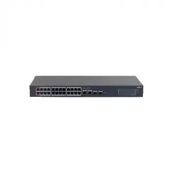 Switch PoE administrable Gigabit 24 ports Dahua CS4228-24GT-375, 2x RJ45 Gigabit + 2x uplinks SFP, budget PoE 375 W, couche 2
