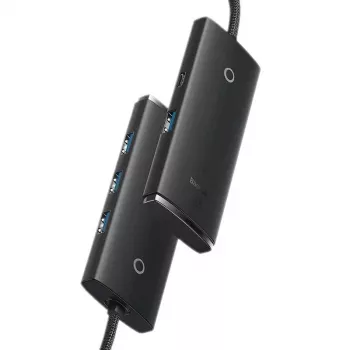 Hub USB 3.0 4 ports Baseus Lite Series - 5 Gbit/s, alimenté par bus, noir (WKQX030101)