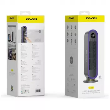 Ventilateur colonne portable AWEI F52 3600 mAh USB-C rechargeable gris