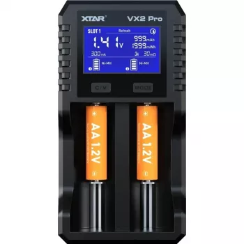 Chargeur de batteries XTAR VX2 PRO SET, 3,7 V/1,5 V/1,2 V