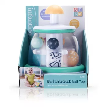 B-KIDS Rollabout Ball Top Infantino – Jouet d'empilement et de rotation menthe avec billes sonores pour bébés dès 6 mois
