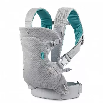 Porte-bébé 4 en 1 convertible Infantino B-KIDS, gris, 3,6–14,5 kg, certifié JPMA, avec bavoir Wonder Cover™ amovible
