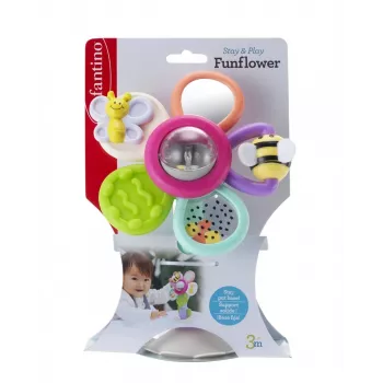 Fleur rotative Infantino B-KIDS avec ventouse – jouet sensoriel multicolore pour bébés dès 6 mois