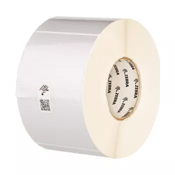 Rouleau d'étiquettes Zebra Z-Ultimate 3000T 3006628, polyester, argent, adhésif permanent, 70 x 32 mm, noyau 25,4 mm, Ø 127 mm, 2370 étiquettes/rouleau (28 440 par ensemble)