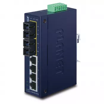 PLANET ISW-621TS15 commutateur industriel non administrable L2 Fast Ethernet avec 4x 10/100 + 2x 100Base-FX SC multimode, montage sur rail DIN/mural, -40 à 75 °C