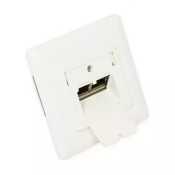 GoodConnections Prise réseau Cat. 6, 2xRJ45, blindée, encastrée, compatible design, entrée de câble verticale, blanc perle RAL 1013 (GC-N0025)