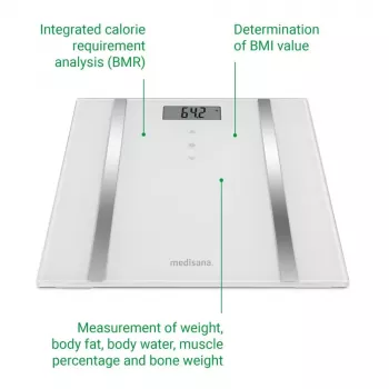 Medisana BS 483 balance d'analyse corporelle, jusqu'à 180 kg, 10 utilisateurs, verre de sécurité 6 mm