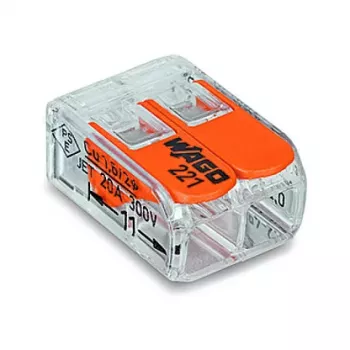 WAGO 221-412 Series 221 2-Conductor Splicing Connector, 4 mm², 100 Pieces
