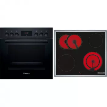 Ensemble four encastrable et plaque à induction Bosch HND211LB2 noir (HEF113BB0 + NKN645GA2E)