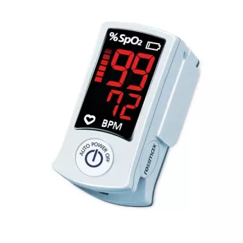 ROSSMAX SB100 oxymètre de pouls de bout de doigt avec surveillance SpO2 et fréquence cardiaque, écran LED bicolore, 6 modes d'affichage, arrêt automatique, indicateur de batterie faible, pour usage domestique et clinique