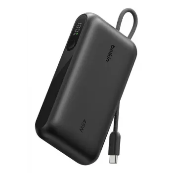 Batterie externe Belkin BoostCharge 10K PD45W avec écran et câble USB-C, 10000mAh, noire