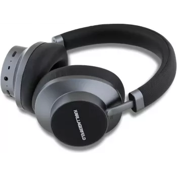 Casque audio Bluetooth sans fil circum-aural Karl Lagerfeld Saffiano Metal Logo noir