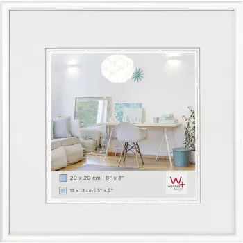Cadre photo Walther KV220W New Lifestyle 13x13 cm blanc plastique verre carré cadre photo individuel