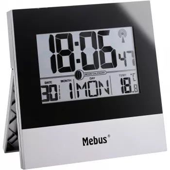 Mebus 41787 Horloge murale radio-pilotée, argent/blanc, 30 cm, DCF77