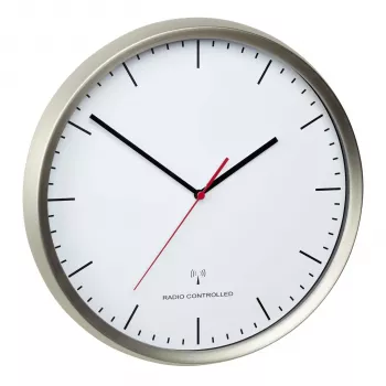 TFA 60.3521.02 Horloge murale ronde argent blanc acier inoxydable verre adultes & enfants