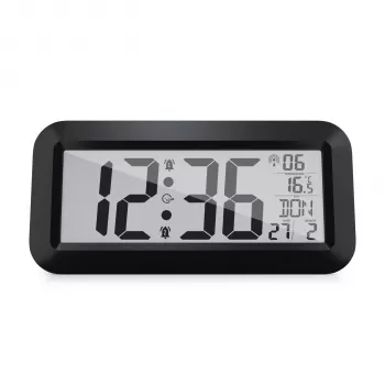 MEBUS 14116 Horloge murale radio-pilotée avec grand écran LCD, noir