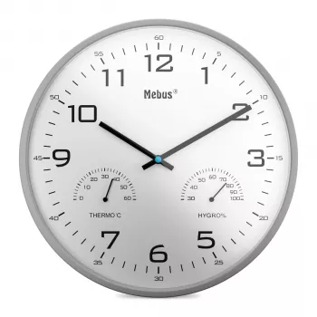 MEBUS 16182 Horloge murale à quartz blanche 25 cm