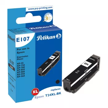 Cartouche d'encre compatible Pelikan E107 noire à haut rendement (XL) pour Epson Expression Photo XP-55/XP-750/XP-760/XP-850/XP-860/XP-950/XP-960 (remplace Epson 27XL) - 1 pack
