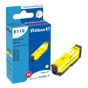 Cartouche d'encre compatible Pelikan E110 jaune à haut rendement (XL) pour Epson Expression Photo XP-55/XP-750/XP-760/XP-850/XP-860/XP-950/XP-960 - 1 pack