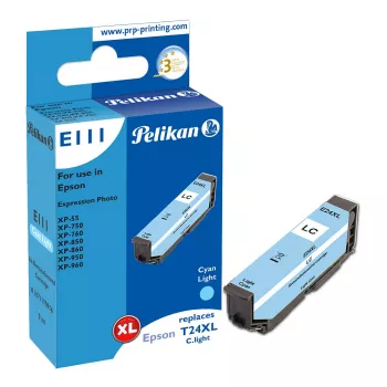 Cartouche d'encre compatible Pelikan E111 cyan clair haute capacité (XL) pour Epson Expression Photo XP-55/XP-750/XP-760/XP-850/XP-950/XP-960 - lot de 1